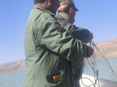کشف ۲۱۰۰ متر تور غیرمجاز در دریاچه سد درودزن