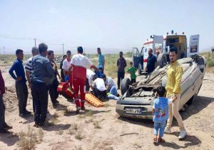 یک کشته و ۳ مصدوم در حادثه واژگونی خودرو در مُهر