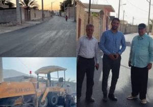 اجرای بیس و آسفالت روستای احمد محمودی جویم به متراژ ۵ هزار مترمربع