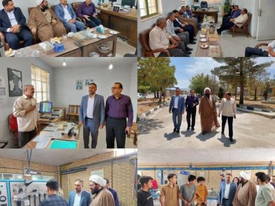دیدار فرماندار و امام جمعه شهرستان اقلید با رئیس و کارکنان مرکز آموزش فنی و حرفه‌ای اقلید و بازدید از کارگاه‌های آموزشی