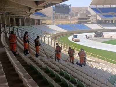 آماده‌سازی ورزشگاه پارس شیراز برای میزبانی نخستین دیدار لیگ برتر فوتبال