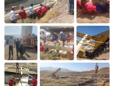 تلاش نفسگیر آتشنشانان شیراز برای نجات کارگران زیر آوار سوله