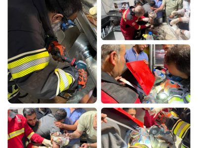 رهاسازی دست جوان ۱۹ ساله از چرخ گوشت صنعتی توسط آتشنشانان شیراز